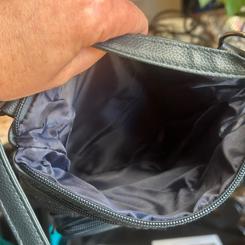 Navy Genuine Leather EDC Crossbody Organizer Travel Bag Multi Pocket
